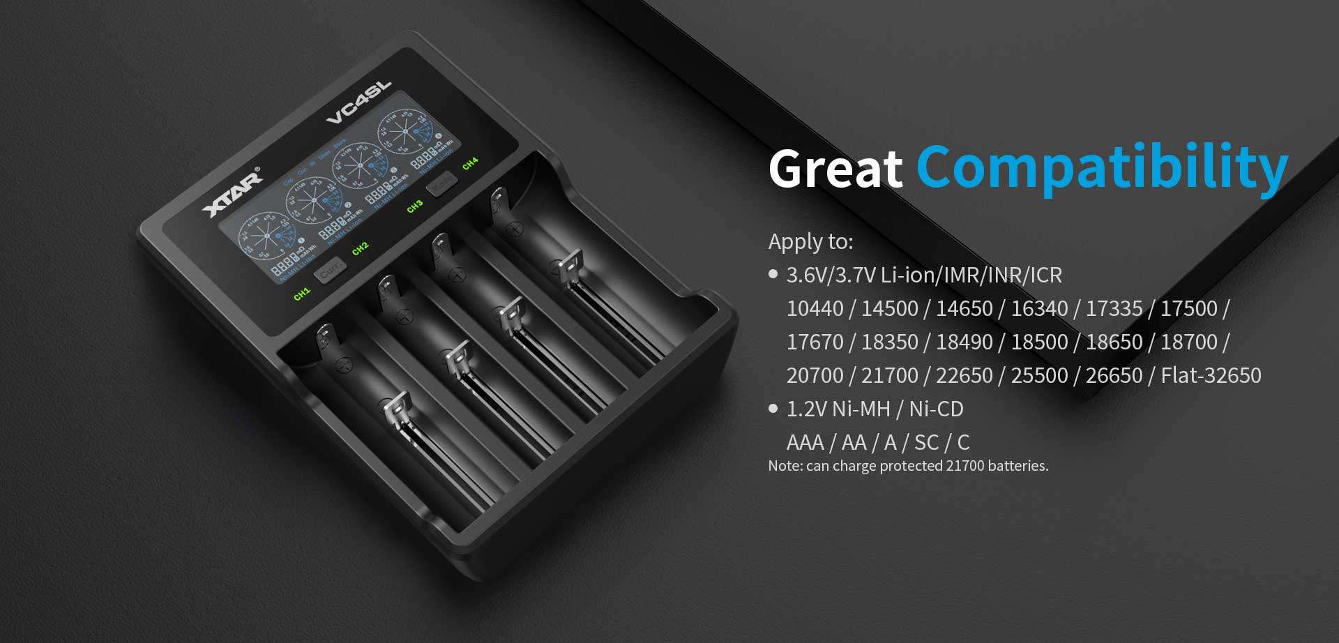 Cargador Baterías Xtar Vc4Sl Usb-C 4-Canales Lcd Original