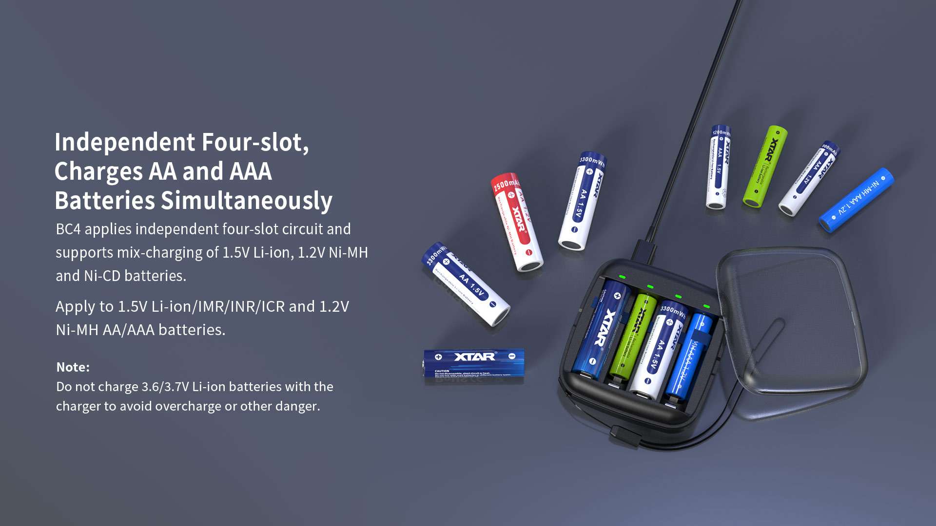 Cargador Xtar Bc4 Powerbank Usb-C Aa/Aaa - Li-Ion/Nimh
