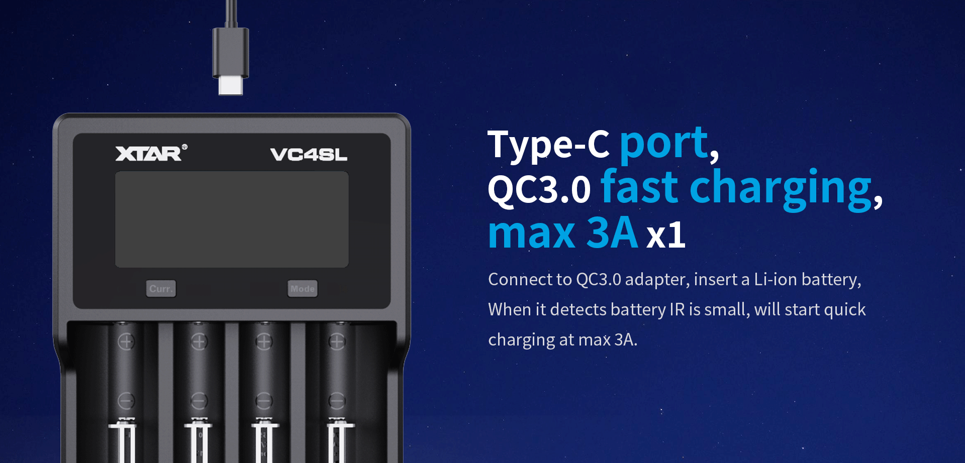 Cargador Baterías Xtar Vc4Sl Usb-C 4-Canales Lcd Original