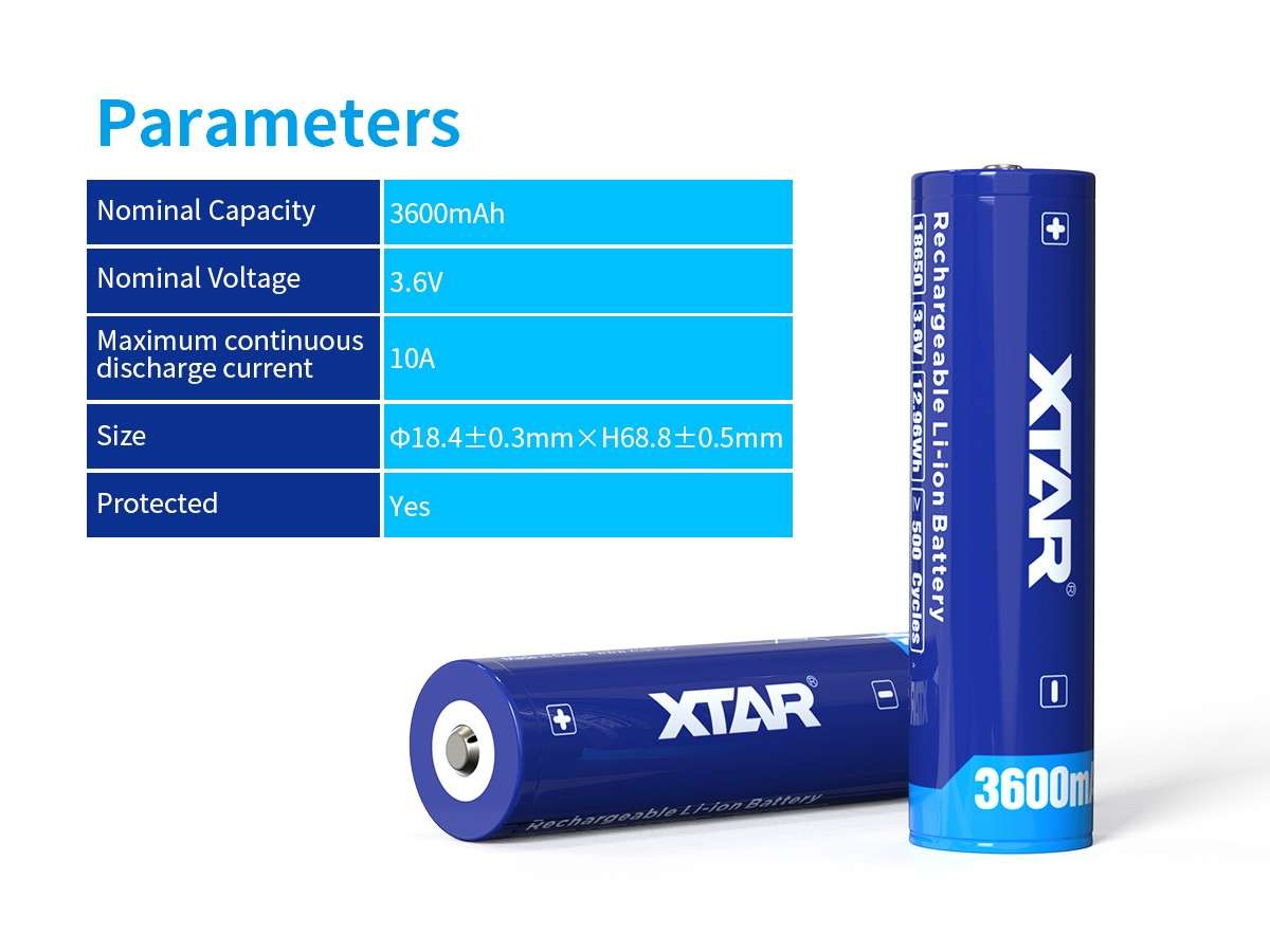 Batería Xtar 18650 3600Mah 10A Protegida Original