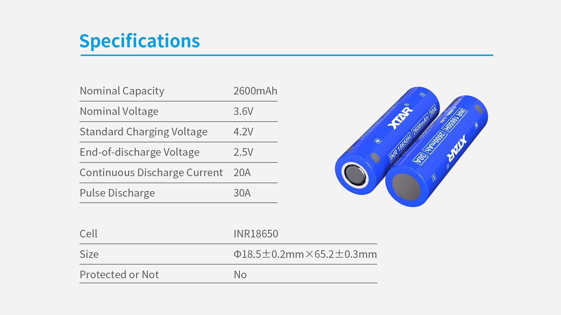 Batería Xtar 18650 2600Mah 20A Original