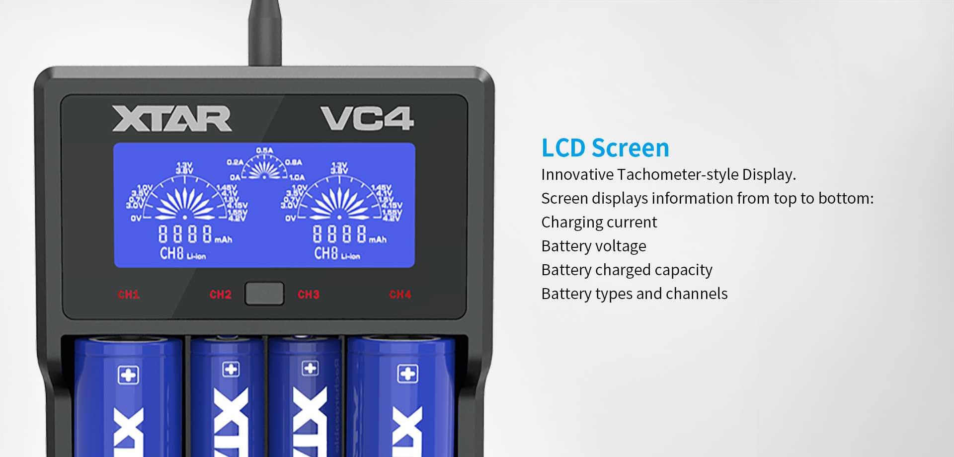 Cargador Baterías Xtar Vc4 4-Canales Lcd Original