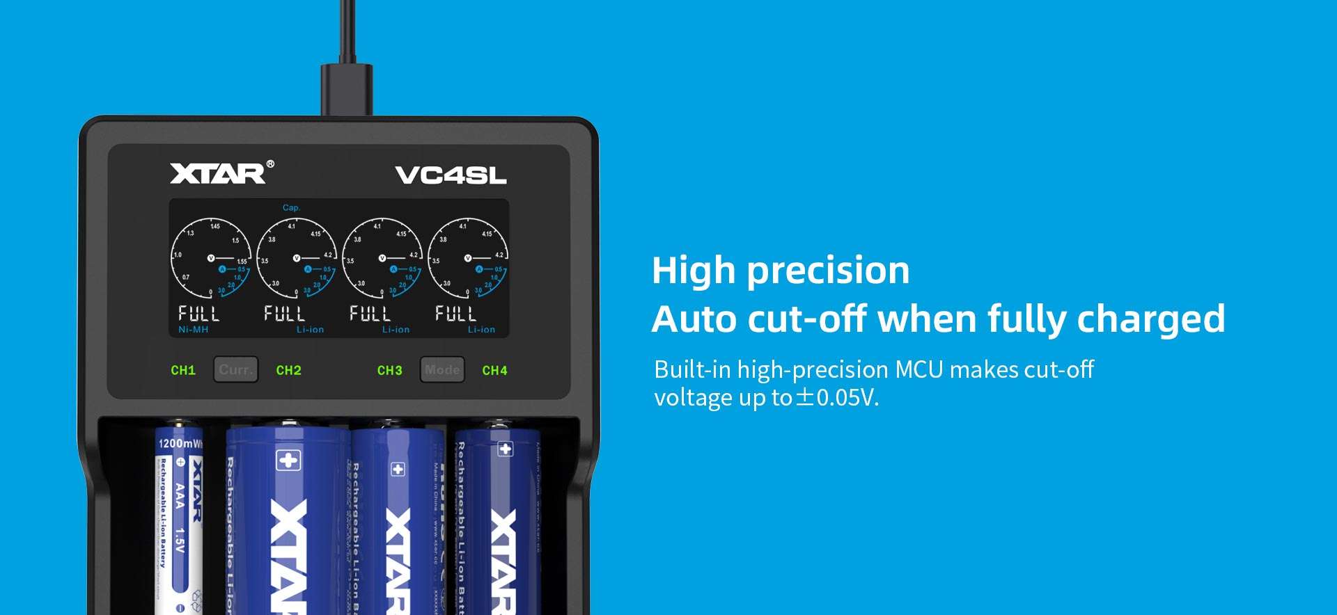 Cargador Baterías Xtar Vc4Sl Usb-C 4-Canales Lcd Original