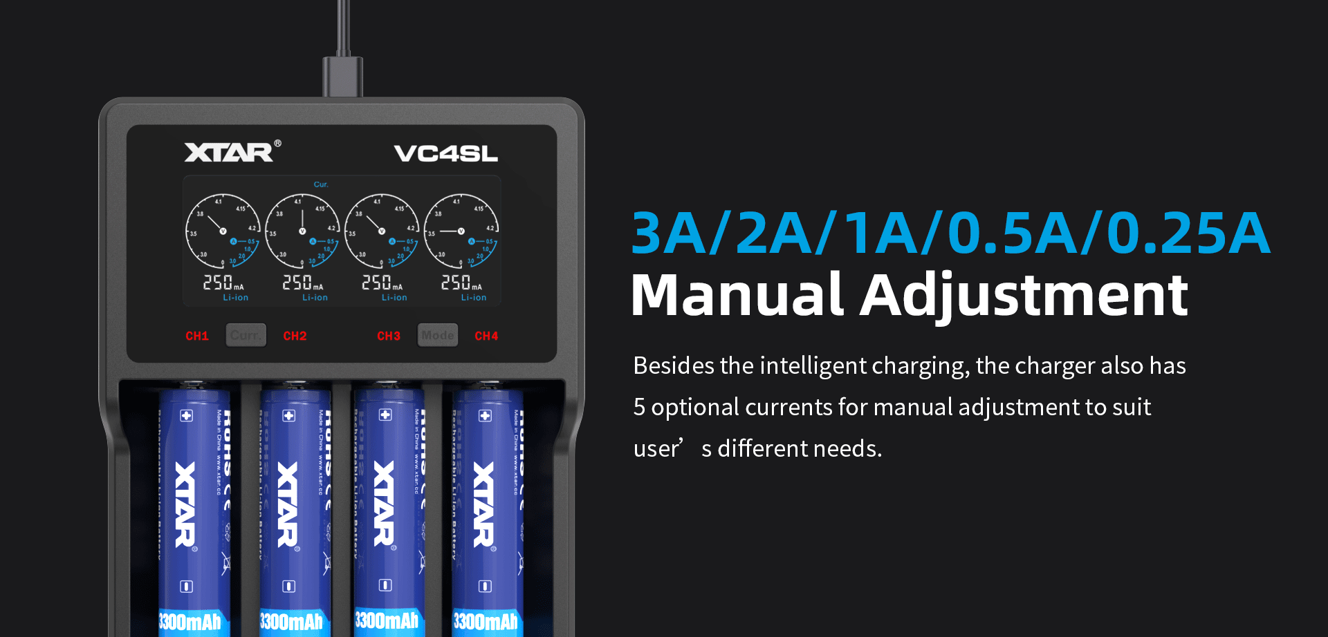 Cargador Baterías Xtar Vc4Sl Usb-C 4-Canales Lcd Original