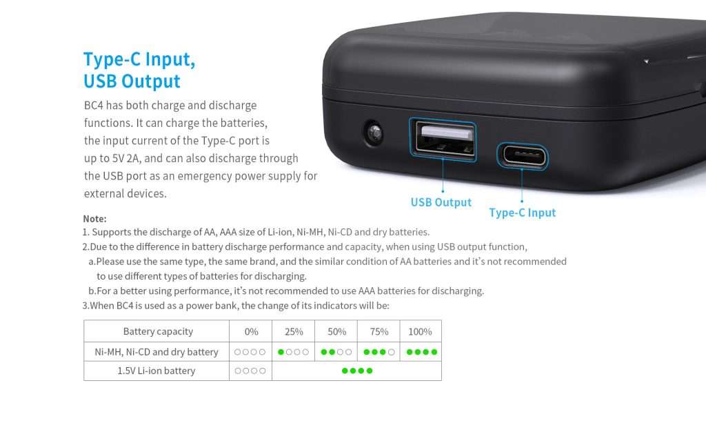 Cargador Xtar Bc4 Powerbank Usb-C Aa/Aaa - Li-Ion/Nimh