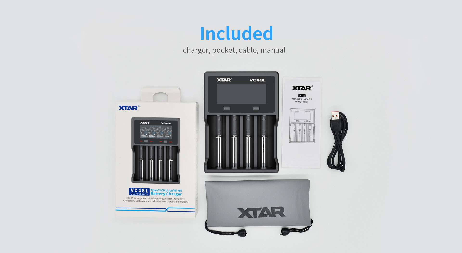 Cargador Baterías Xtar Vc4Sl Usb-C 4-Canales Lcd Original