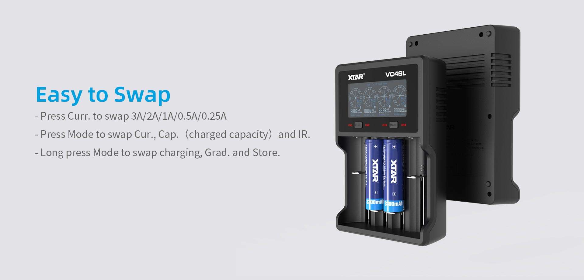 Cargador Baterías Xtar Vc4Sl Usb-C 4-Canales Lcd Original