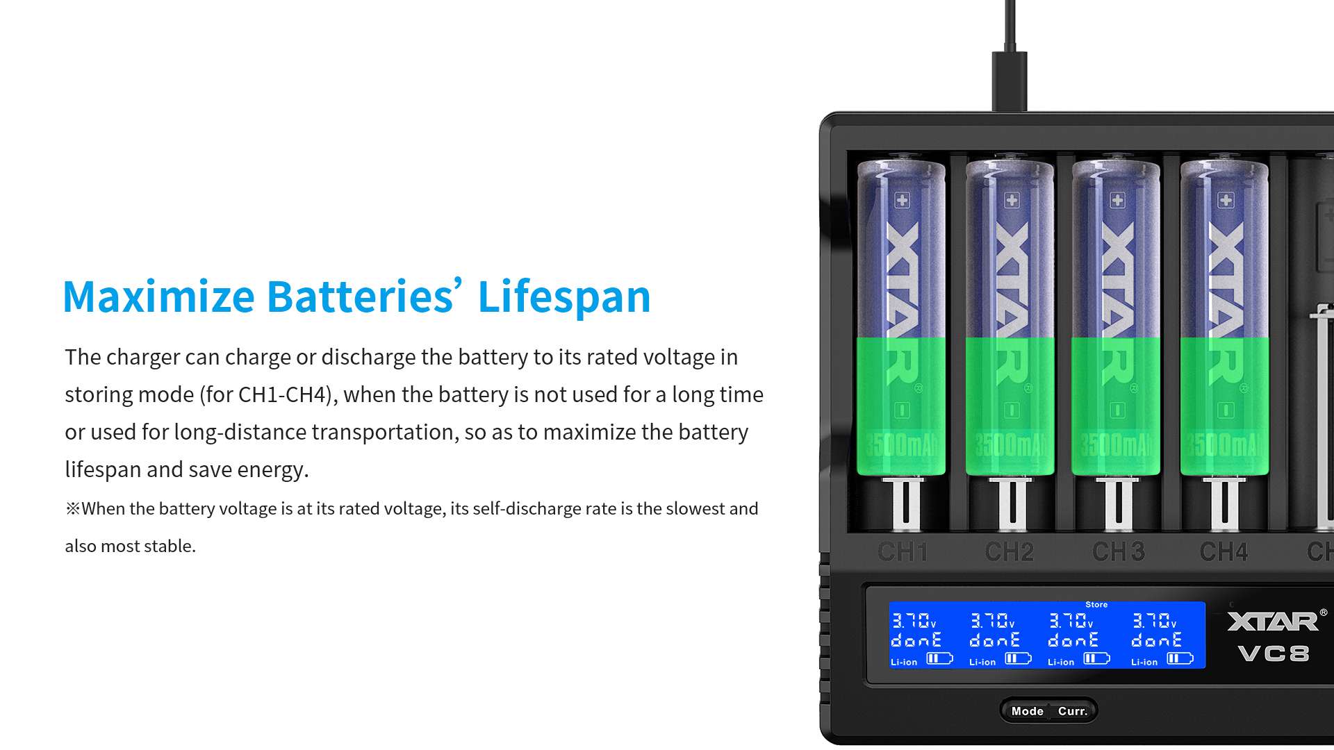 Cargador Baterías Xtar Vc8 8-Canales Lcd Usb-C Original