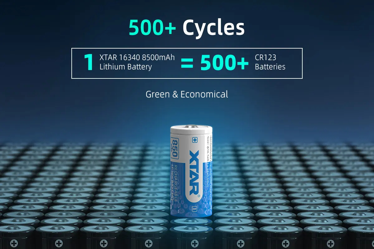 Batería Xtar 16340 850Mah 2.5A Protegida Original