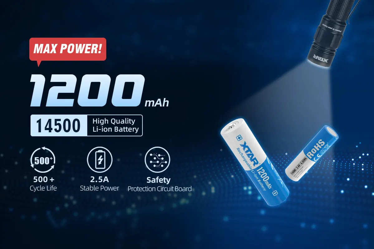 Batería Xtar 14500 1200Mah 2.5A Protegida Original