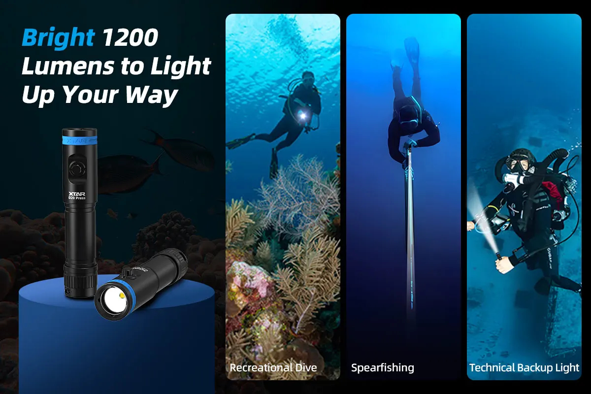 Linterna Xtar Buceo D20 Press 1200Lm Ipx8 100M Alcance 140M