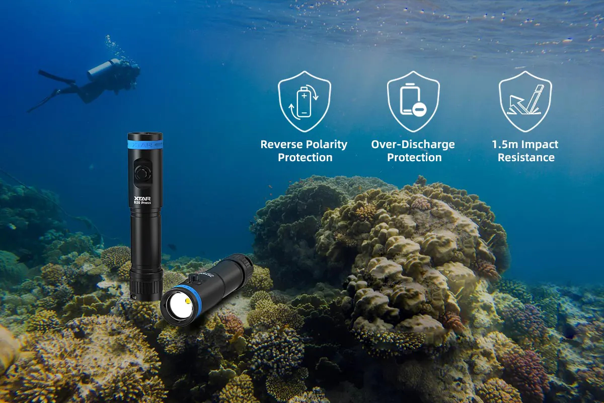 Linterna Xtar Buceo D20 Press 1200Lm Ipx8 100M Alcance 140M