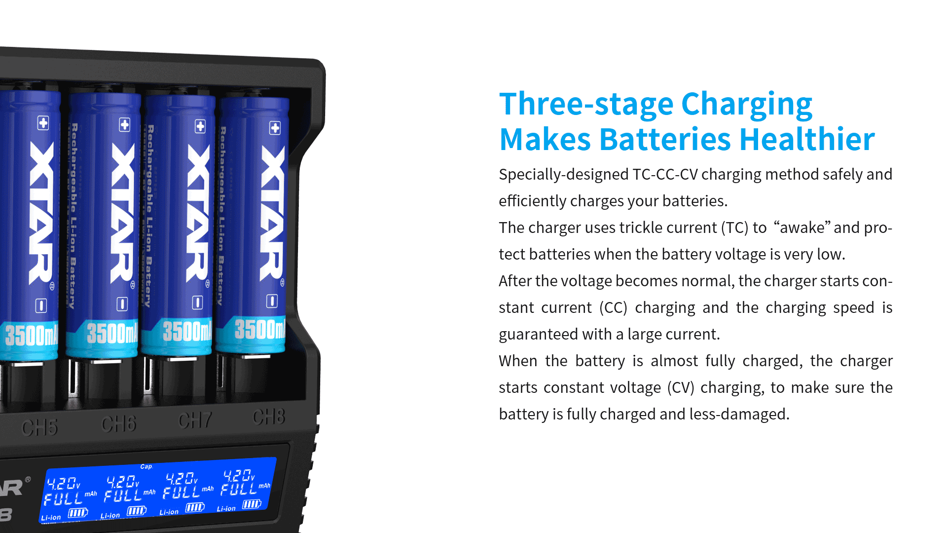 Cargador Baterías Xtar Vc8 8-Canales Lcd Usb-C Original